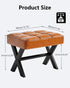 12" WBD012J IBUYKE Small H Footrest Stool, Square PU Foot Stool with Metal X-Leg, Multi-Use as Small Side Table, Step