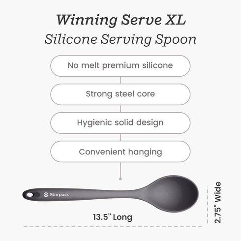Starpack 'Winning Serve' XL Premium Silicone Serving Spoon (13.5") - Large Silicone Spoon for Cooking High Heat