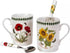 Portmeirion Botanic Garden Mug & Teaspoon Set - Ceramic Mugs & Stainless Steel Spoons - Poppy & Sunflower Motifs