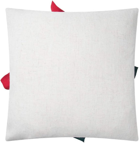 Christmas 3D Flower Accent Pillow Cover, Festival Red Floral Throw Pillow Case, Decorative Cushion Cover, 18 x 18 Inches