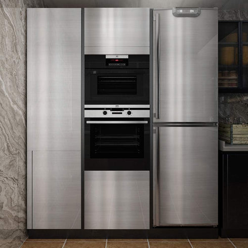 LaCheery 24x160in Silver Stainless Steel Backsplash Contact Paper - Waterproof Self Adhesive Vinyl Film for Countertop