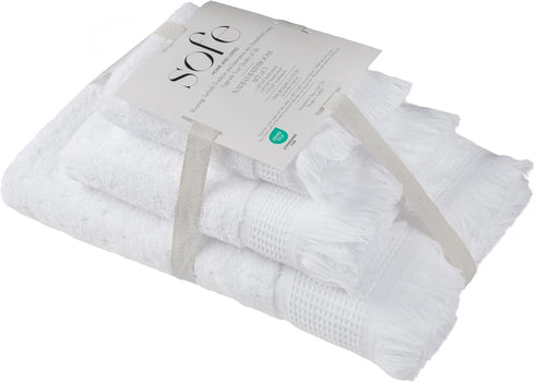 Set 3 (1 1 1 SOFE H&L | NADIAS Luxury Bath Towels of Bath Towel Hand Towel Wash Cloth) White | Light, Premium, Soft