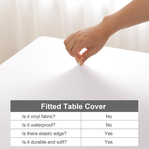 34x34 Inch eeivs White Square Fitted Tablecloth Spandex Stretchable End Tables Cover with Elastic Edge Table Cloth Card