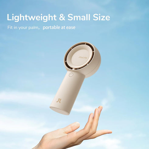 JISULIFE Handheld Portable Turbo Fan, 4000mAh USB Rechargeable Mini Fan with 16H Max Cooling Time, Brown
