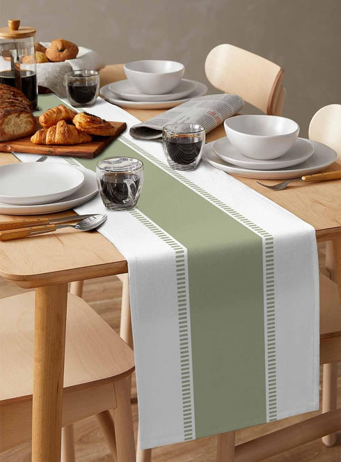 Futuregrace 36 inches Sage Green Stripe Table Runners Long, Linen Boho Table Runner Farmhouse Dresser