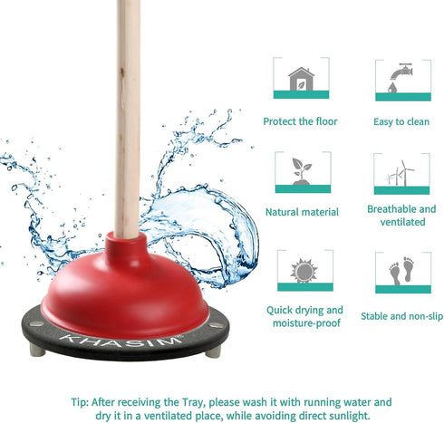 KHASIM Plunger Mat, Strong Water Absorption Drying Mat for Toilet Plunger, Drip Tray for Bathroom (Gray)
