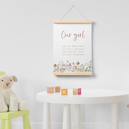 Room,12x16 Inch PaJiaNi Wildflower Nursery Decor, Our Girl Thank Heaven for Little Girls Wall Decor, Wildflower Picture