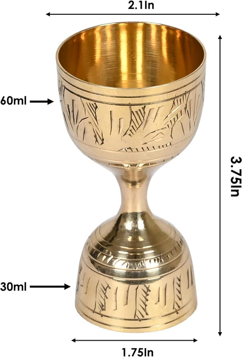 Engraved Brass Jigger Shot Glass - 30/60 ml Peg Measure