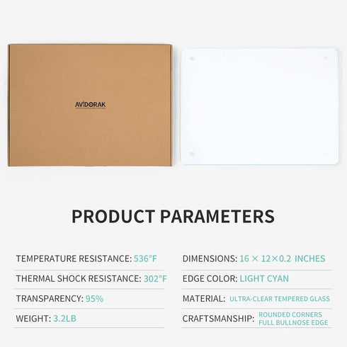 Tempered Glass Cutting Board 12x16 - Durable, Shatterproof, Heat-Resistant, Scratch-Proof, Dishwasher Safe