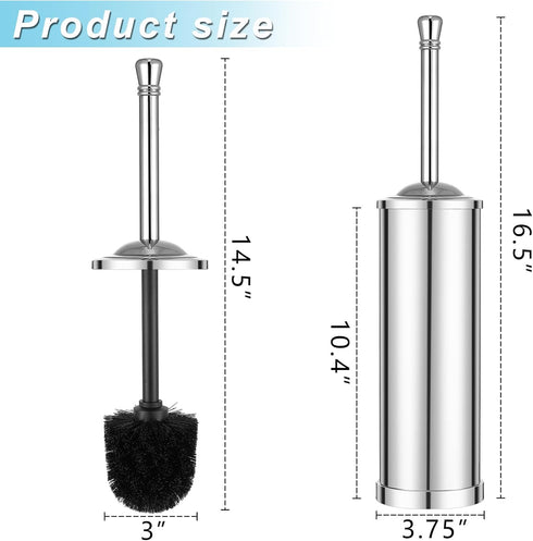 Chrome Toilet Brush and Holder,Toilet Bowl Brush with Long Handle for Bathroom,Toilet Cleaner