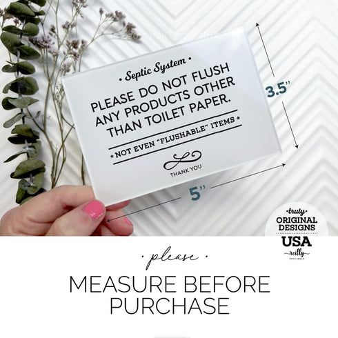 Reilly Originals 3.5x5 Inch Septic System Bathroom Sign, Do Not Flush Rules ~ Ready to Stick ~ Premium Finish, Durable (1) by Reilly Originals