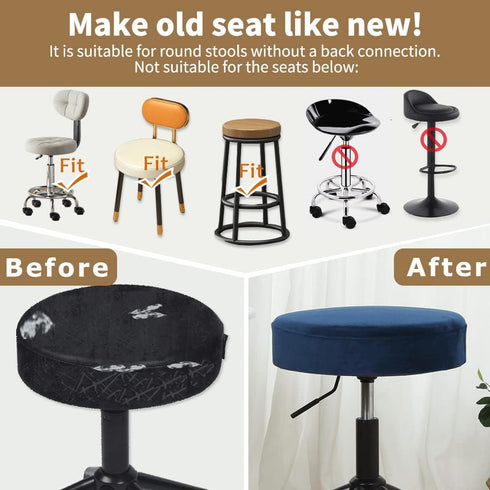 4 Dia.15.5"-18" Blue,4 Counts) SINOSSO Pcs Bar Stool Covers, Super Soft Velvet Round Stretchy Washable Dustproof