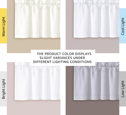 H.VERSAILTEX 2 Panels White Valance for Windows | Natural Blackout Curtains for Small Windows, 52" W x 18" L