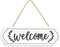 Wooden Welcome Sign for Rustic Farmhouse Decorations, Wall Hanging Welcome Sign for Front Door, White Rustic Wooden