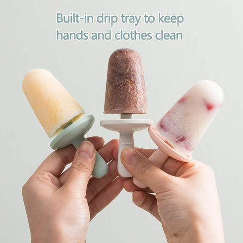 Popsicle Mold Set, 4 Pieces Homemade Silicone Popsicle Maker, Easy Release Ice Cream Molds (White, IcyClassic Pops)