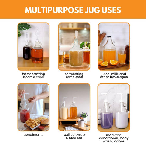 FastRack 1 gal Jug with Twin Bubble Airlock, Polyseal Lid, #6.5 Drilled Stopper