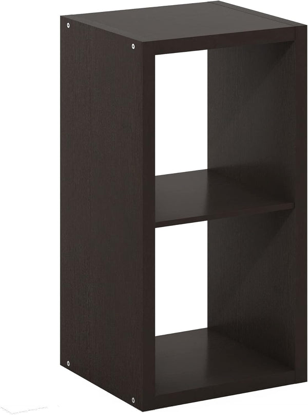 Furinno Cubicle Open Back Decorative Cube Storage Organizer - 2, Dark Oak