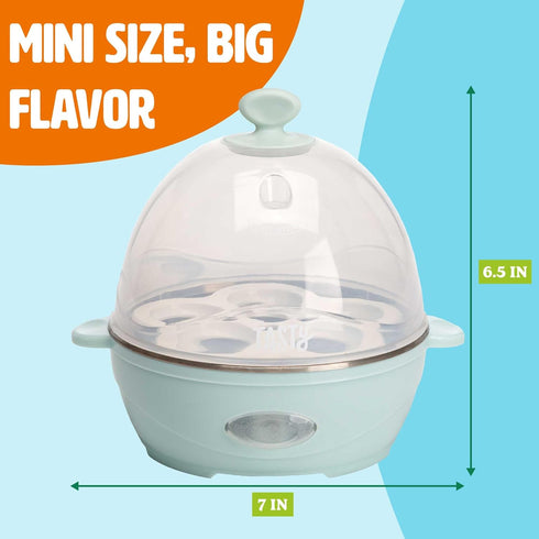 5-Egg Tasty Mini Rapid Egg Cooker, Capacity for Perfect Hard Boiled Eggs or Omelets, Auto Shut Off, Aqua