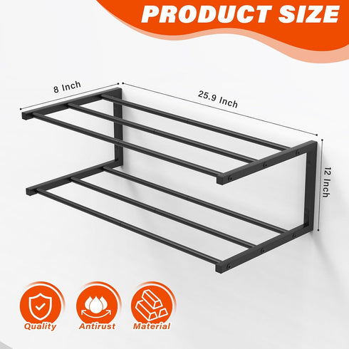 1 Pack, 25.9 Inch 6 Wall Mounted Shoe Organizer Wall Mounted Shoe Rack Holds Pairs, Space Saving Metal Wall Shoe Rack