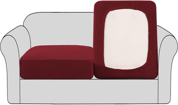 H.VERSAILTEX High Stretch Individual Seat Cushion Covers, Sofa Slipcovers Featuring Jacquard Textured Twill Fabric (2