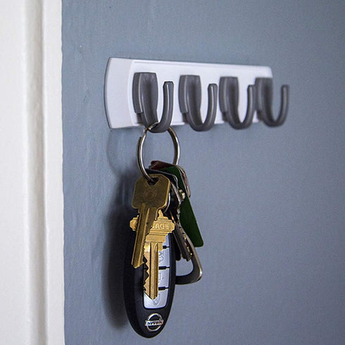 HIGH & MIGHTY 515305 Key Rail Organizer Hook Rail | Easy Tool-Free Installation | Holds up to 5lbs, Small, White &