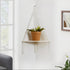 Artilady Macrame Corner Shelf Wall Hanging - White Corner Floating Shelves Boho Wall Decor, Rustic Wooden Plant Shelf