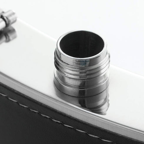 Stainless Steel American Flag Flask, 8oz Soft Touch Cover Liquor Flasks, Leak Proof Black PU Leather