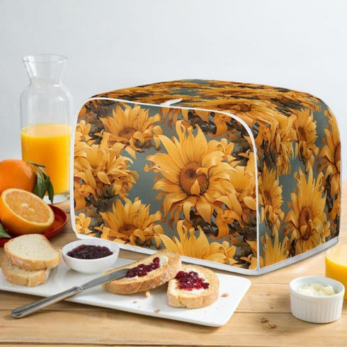 4 Slice Toaster Cover Van Gogh Style Sunflower, Plus Size Dust Cover, Oil Painting Flowers Yellow Protection