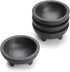 Enqargo Black 3-Legged Plastic Molcajete Salsa Bowls - 11 oz, 2 Pack for Dips and Sauces