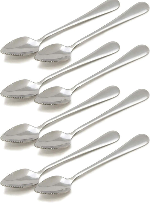 Grapefruit and Dessert Spoon, Stainless Steel with Serrated Edge, 7-inch, Set of 8