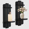 SUJUN Rustic Candle Holder Set of 2 Vintage Black Wooden Wall Sconces for