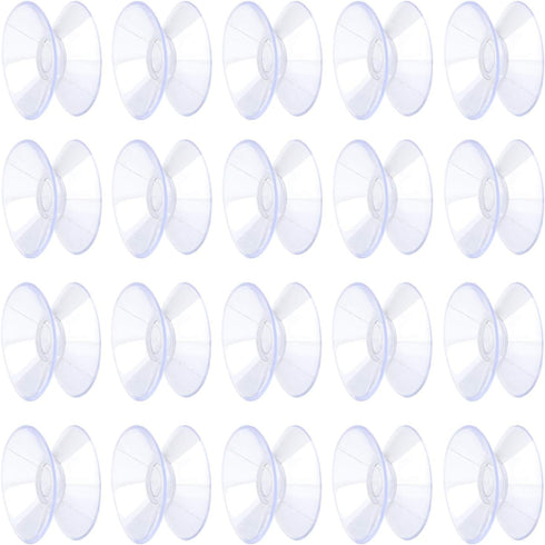 Pawfly 20 Pack Double Sided Suction Cups, 1.2 Inch Clear PVC Plastic Suckers for Glass Table Mirror