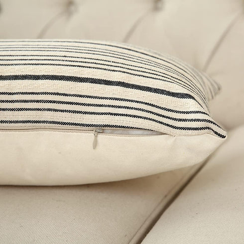 Kiuree Black and Beige Farmhouse Throw Pillow Covers, Set of 2 Decorative Square Pillow Cases for Sofa, Couch, Bedroom