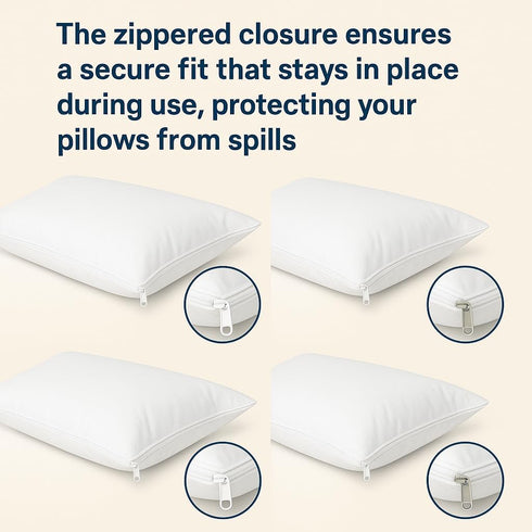 4 Pack Deluxe Zippered Vinyl Pillow Covers - Waterproof Protectors, Standard Size 20"x29"
