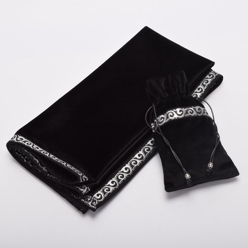 BLESSUME Black Altar Tarot Table Cloth Velvet Square Divination Wicca with Tarot Pouch