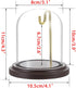 JUXYES Clear Watch Glass Display Dome Cloche With Hook, Dome Cloche with Hook with Wooden Base, Transparent Dome Cloche