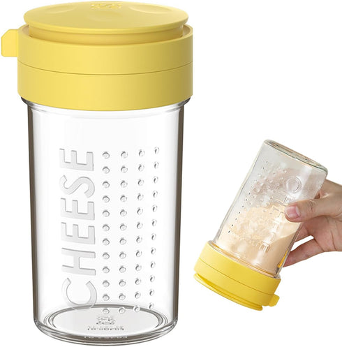 WonLiq 12-Ounce Glass Parmesan Cheese Shaker with Airtight Lid - Anti-Clogging Dispenser for