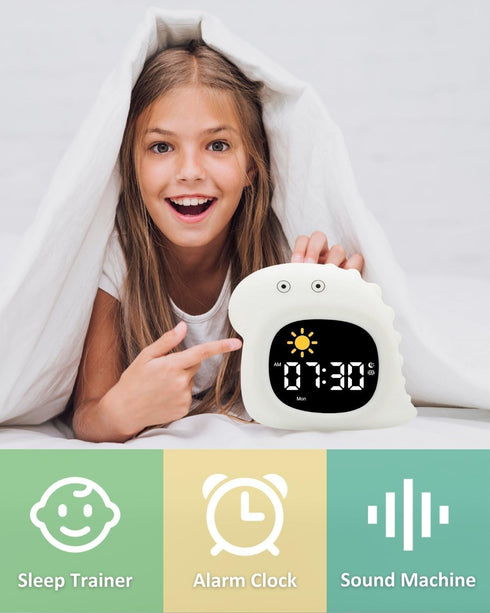 GALYNA Kids Alarm Clock, Ok to Wake Clock for Kids, Toddler Sleep Training Clock with Night Light, White Noise Sound