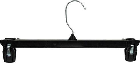 HangOn Pants Hangers, 14 Inch Recycled Plastic with Ridged Clips, Pack of 10 in Black