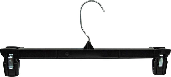 HangOn Pants Hangers, 14 Inch Recycled Plastic with Ridged Clips, Pack of 10 in Black