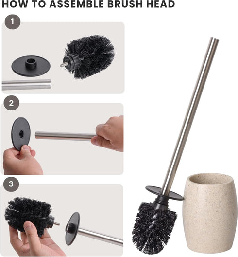 360 Set Clasin Home Toilet Bowl Brush and Holder with Stainless Steel Long Handle, Toilet Scrubber Brush with Durable