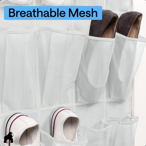 12 2 Closet Closets 64H 9.5W GORILLA GRIP Over the Door Shoe Organizer, Large Breathable Mesh Pockets, Space Saving