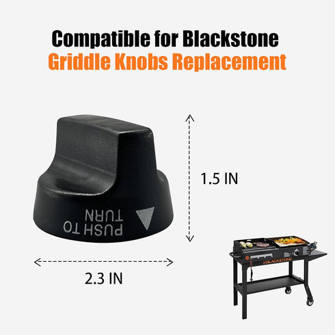 Replacement Burner Knobs for Blackstone Gas Griddle 36" & 28", Black (4 Pcs) - Fits Models 1517 1853 1554 1825 1836