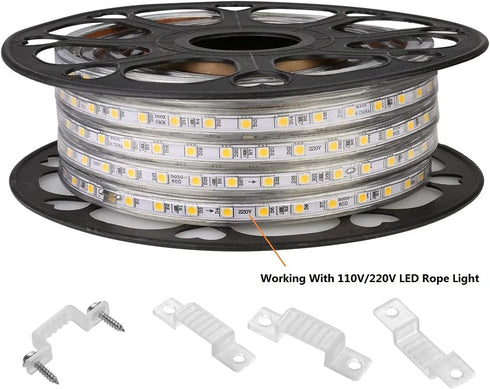 100 Pack LED Rope Light Mounting Brackets, Outdoor Rope Light Fixing Clips for 14-15mm Width Rigid Rope Light Holder