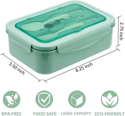 LOVINA Bento Boxes for Adults - 1100 ML Lunch Box for Kids with Spoon & Fork, BPA-Free Materials