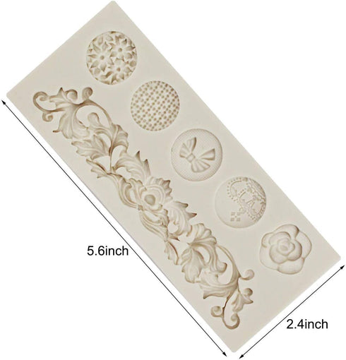 3 Pieces Baroque Silicone Fondant Molds, Scroll Border Lace Molds for Cake Decorating, Curlicues Gum Paste Candy