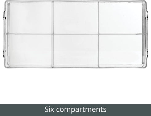 mDesign Compact Plastic Tea Storage Organizer Caddy - 6 Divided Sections with Built-in Handles - Clear Lumiere