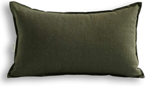 Jeanerlor Cotton Linen Square Decorative Throw Pillow Case, 12"x20" (30 x 50cm), Olive Green, for Wedding Party Gift