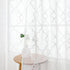 White Sheer Curtains 84 Inches Long, Lattice Geometric Embroidered Semi Sheer Curtain Panels, 52"w x 2pcs, Grommet Top