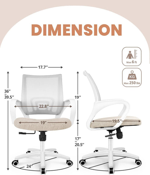 NEO CHAIR Office Desk Computer Chair Ergonomic Mesh Gaming Cushion Seat with Comfy Lumbar Mid Back Support Adjustable